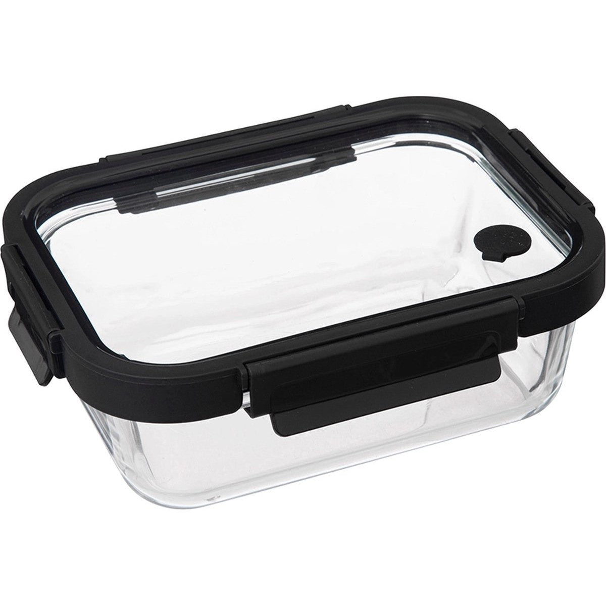 5Five Vershoudbakje met deksel - glas - luchtdicht - met clips - 19 x 14 x 7 cm - 500 ml - zwart/transparant