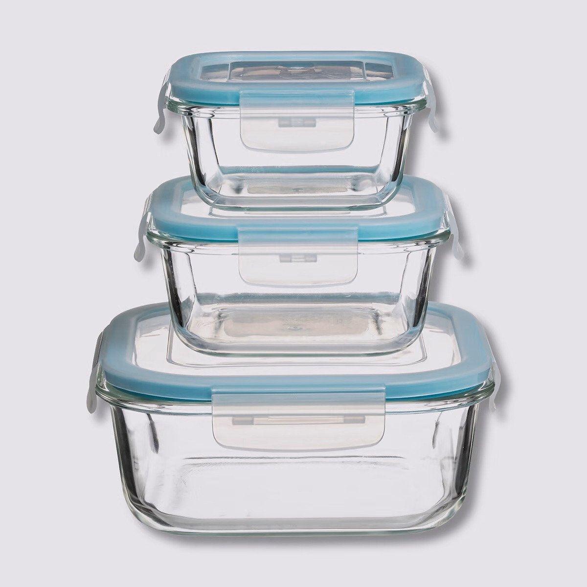 5Five Vershoudbakjes met deksel - glas - set 6x stuks - 330/530/1180 ml - luchtdicht - met clips - MODESTNOVA