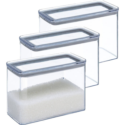 5Five Voorraadpot - 5x - keuken/voedsel - kunststof - 2000 ml - luchtdichte deksel - transparant - 20 x 10 x 14 cm