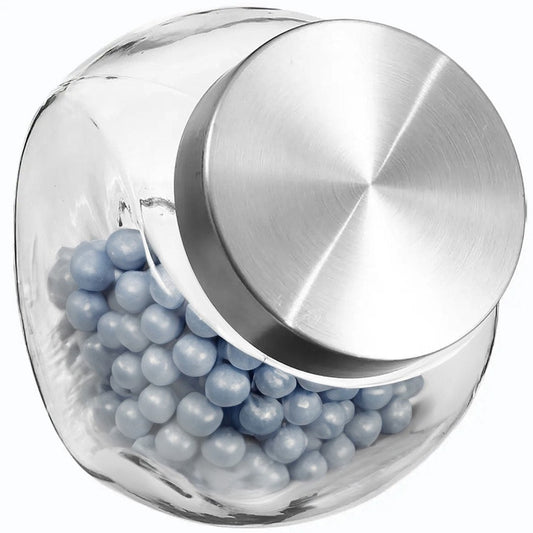 5Five Voorraadpot met RVS deksel - 1,5L - glas - snoeppot - voedsel bewaren - luchtdichte sluiting