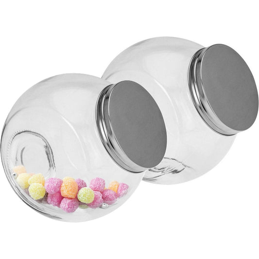 5Five Voorraadpot met deksel - 2x - glas - 16 x 16 cm - 1,5L - snoeppot - voedsel bewaren