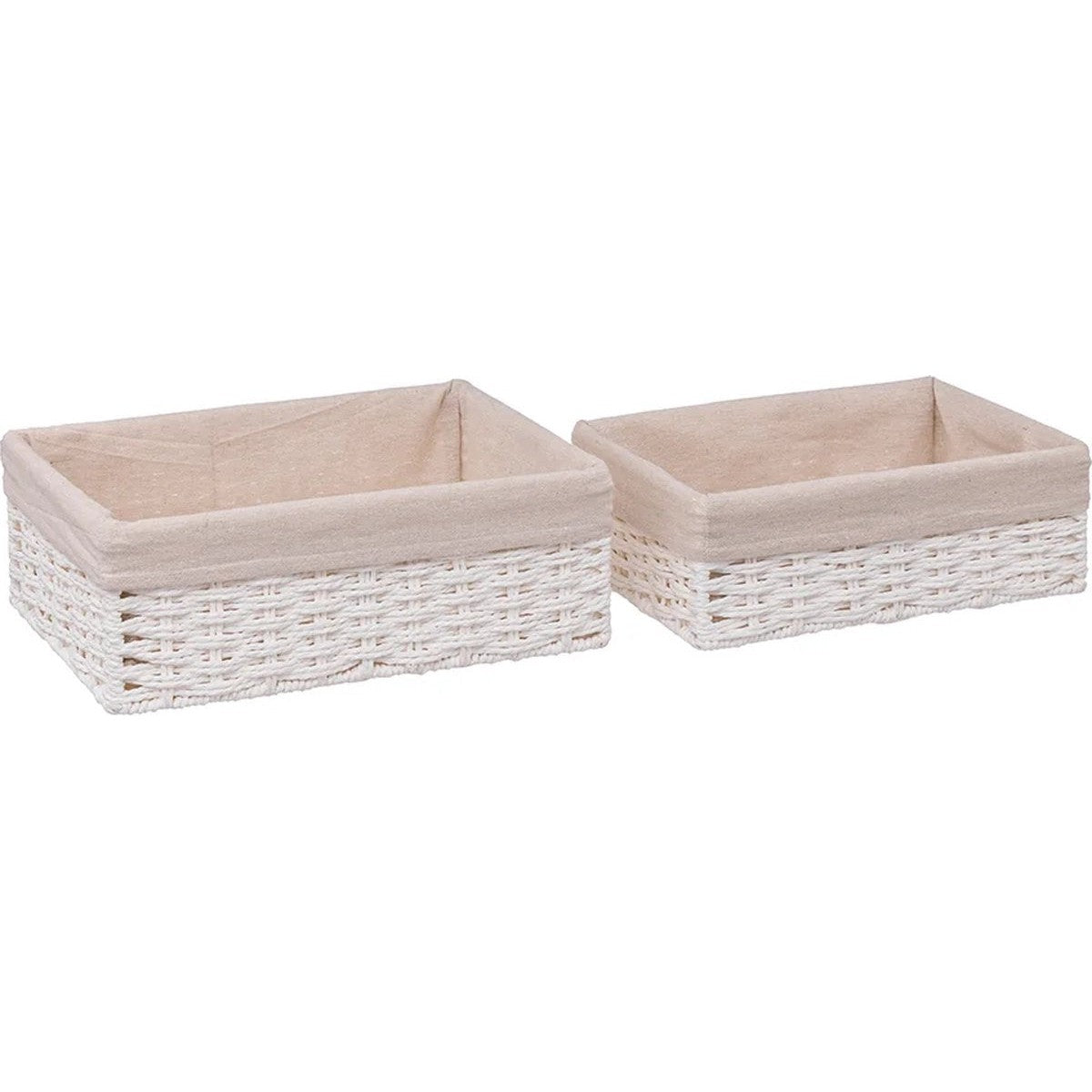 5Five Witte manden met stof inzet 2-delige set