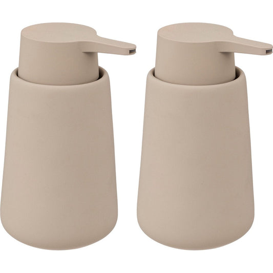 5Five Zeeppompje/dispenser - 2x - Cocoon - kunststeen - beige - 15 cm - 300 ml - Badkamer/toilet/keuken