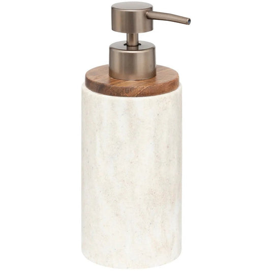 5Five Zeeppompje/dispenser Como Marble - kunststeen - wit - 7 x 19 cm - 300 ml - badkamer/keuken accessoires