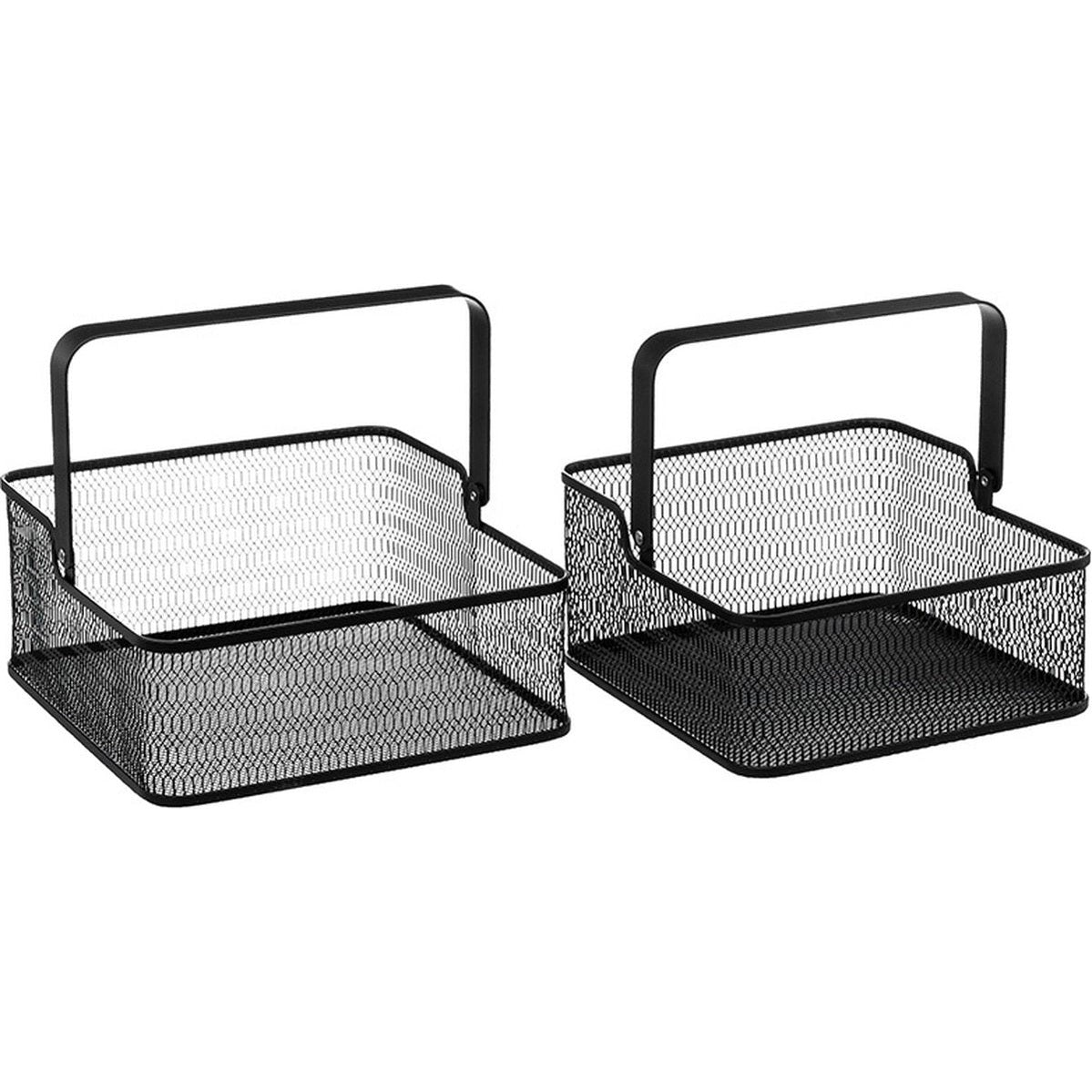 5Five Zwarte metalen mandjes 2 stuks