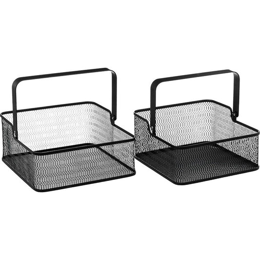 5Five Zwarte metalen mandjes 2 stuks