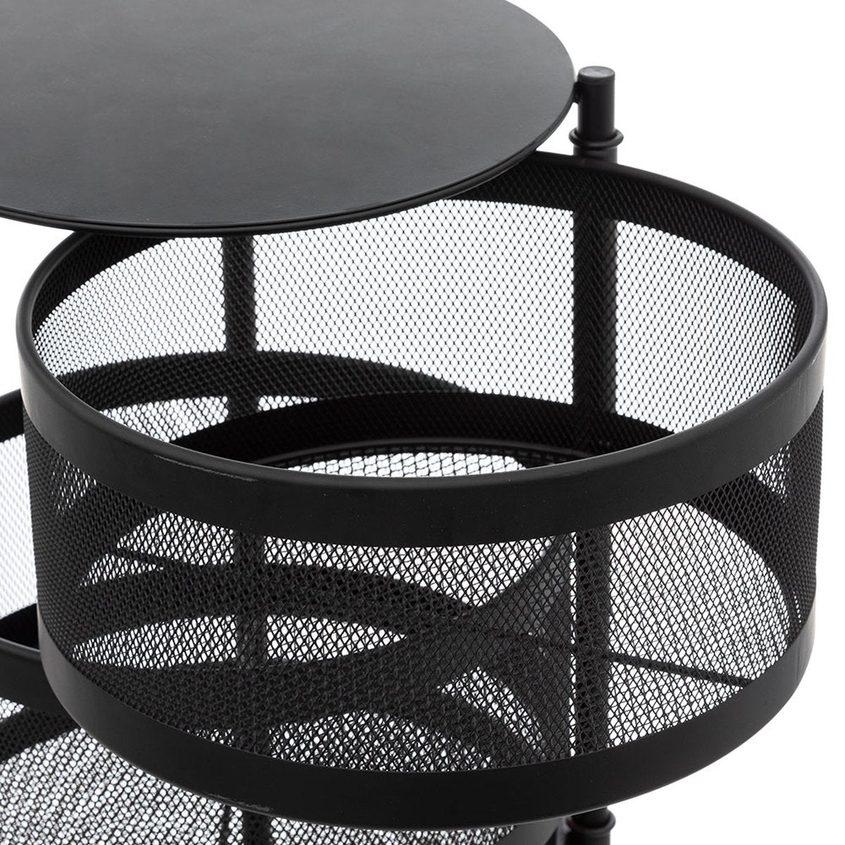 5Five Zwarte trolley met draaibare manden