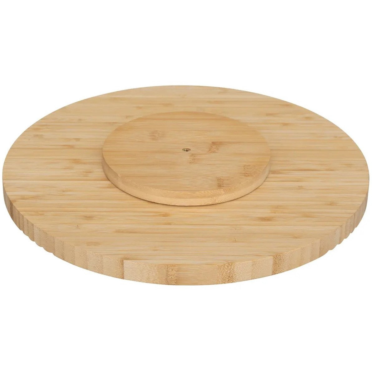 5Five draaibaar serveer plateau - dienblad - bamboe hout - D35 cm - lichtbruin - roterend op hoge schijf - tapas - gebakjes - kaas