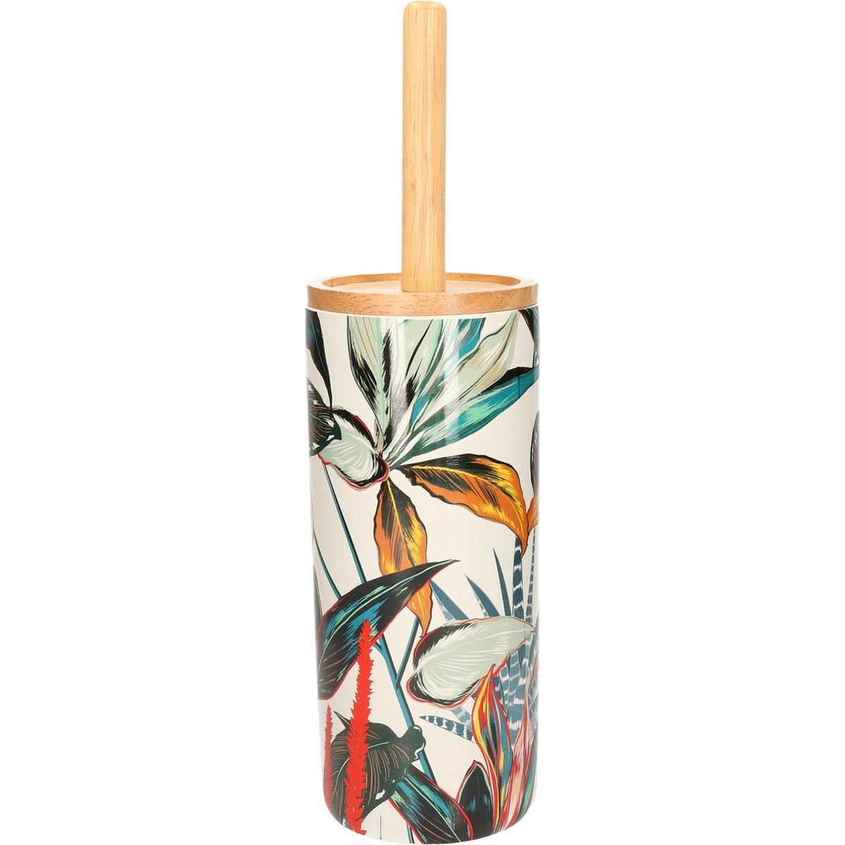 5five WC/Toiletborstel - met houder - rond - blad patroon - 38 cm