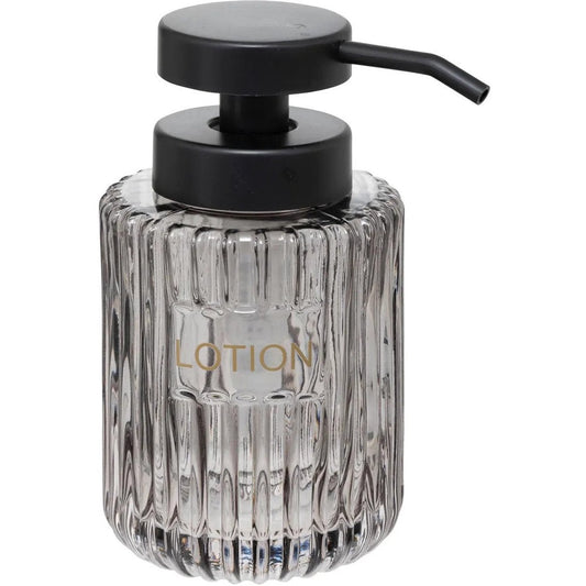 5five Zeeppompje/zeepdispenser - Naples - transparant grijs - 250 ml - badkamer - keuken - toilet - glas