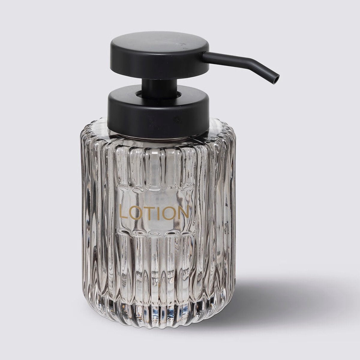 5five Zeeppompje/zeepdispenser - Naples - transparant grijs - 250 ml - badkamer - keuken - toilet - glas