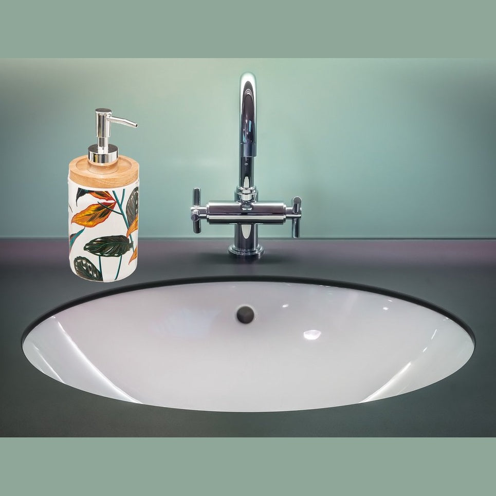 5five Zeeppompje/zeepdispenser - Palawan - wit/zilver - 280 ml - badkamer - keuken - toilet - polyresin kunststeen