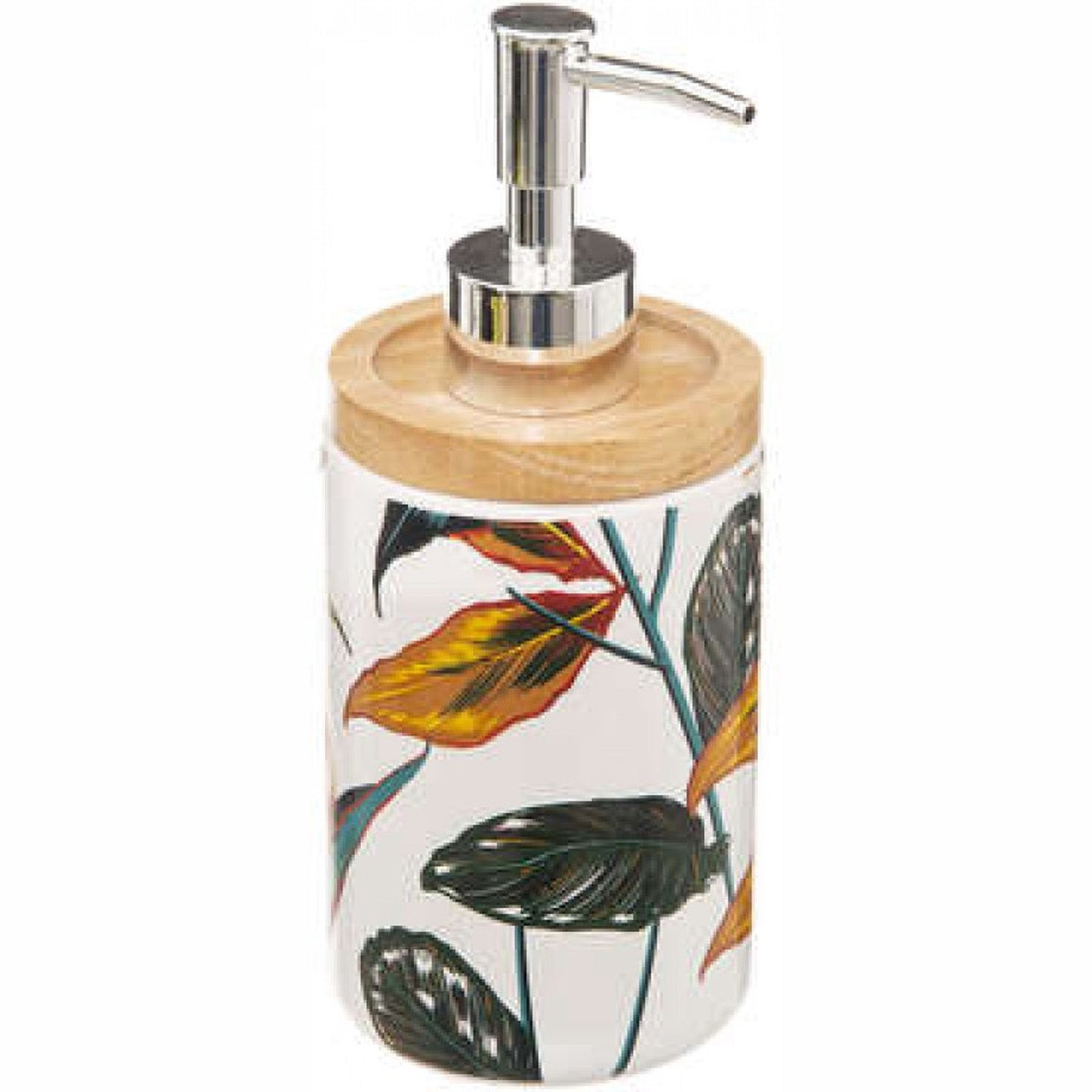 5five Zeeppompje/zeepdispenser - Palawan - wit/zilver - 280 ml - badkamer - keuken - toilet - polyresin kunststeen