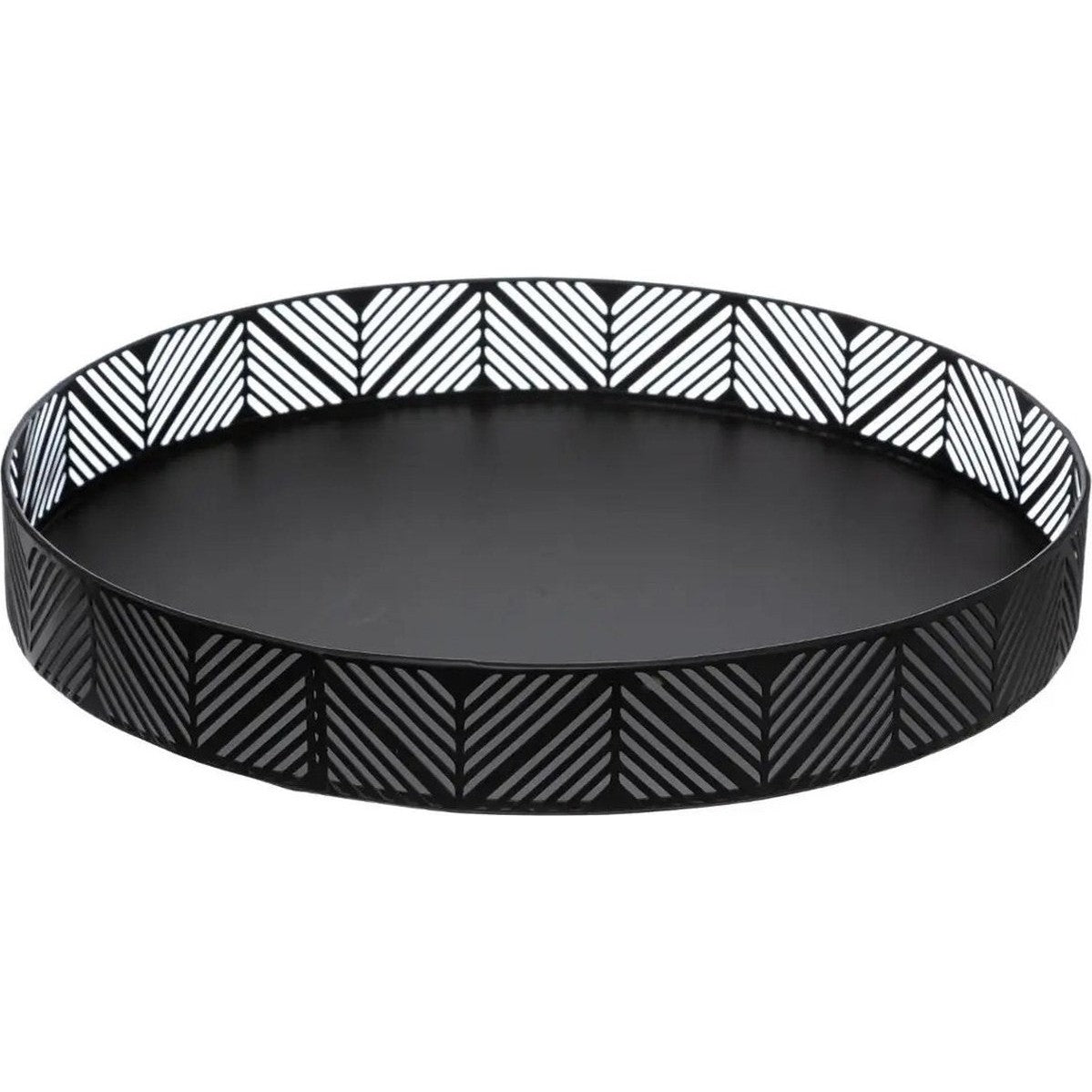 5five kaarsen dienblad/kaarsenplateau - zwart - rond - D29,5 cm - metaal - met sierrand