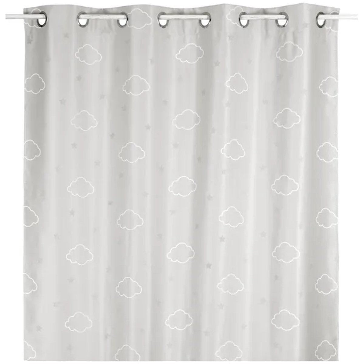 ATMOSPHERA Grijs verduisteringsgordijn met fosforescerende sterren 140 x 250cm