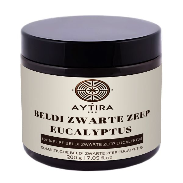 AYTIRA Beldi Zwarte Zeep Eucalyptus 200 g – Traditionele Marokkaanse zeep | Natuurlijke olijvenzeep met eucalyptus - MODESTNOVA
