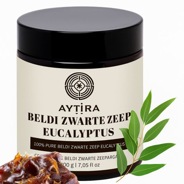 AYTIRA Beldi Zwarte Zeep Eucalyptus 200 g – Traditionele Marokkaanse zeep | Natuurlijke olijvenzeep met eucalyptus - MODESTNOVA