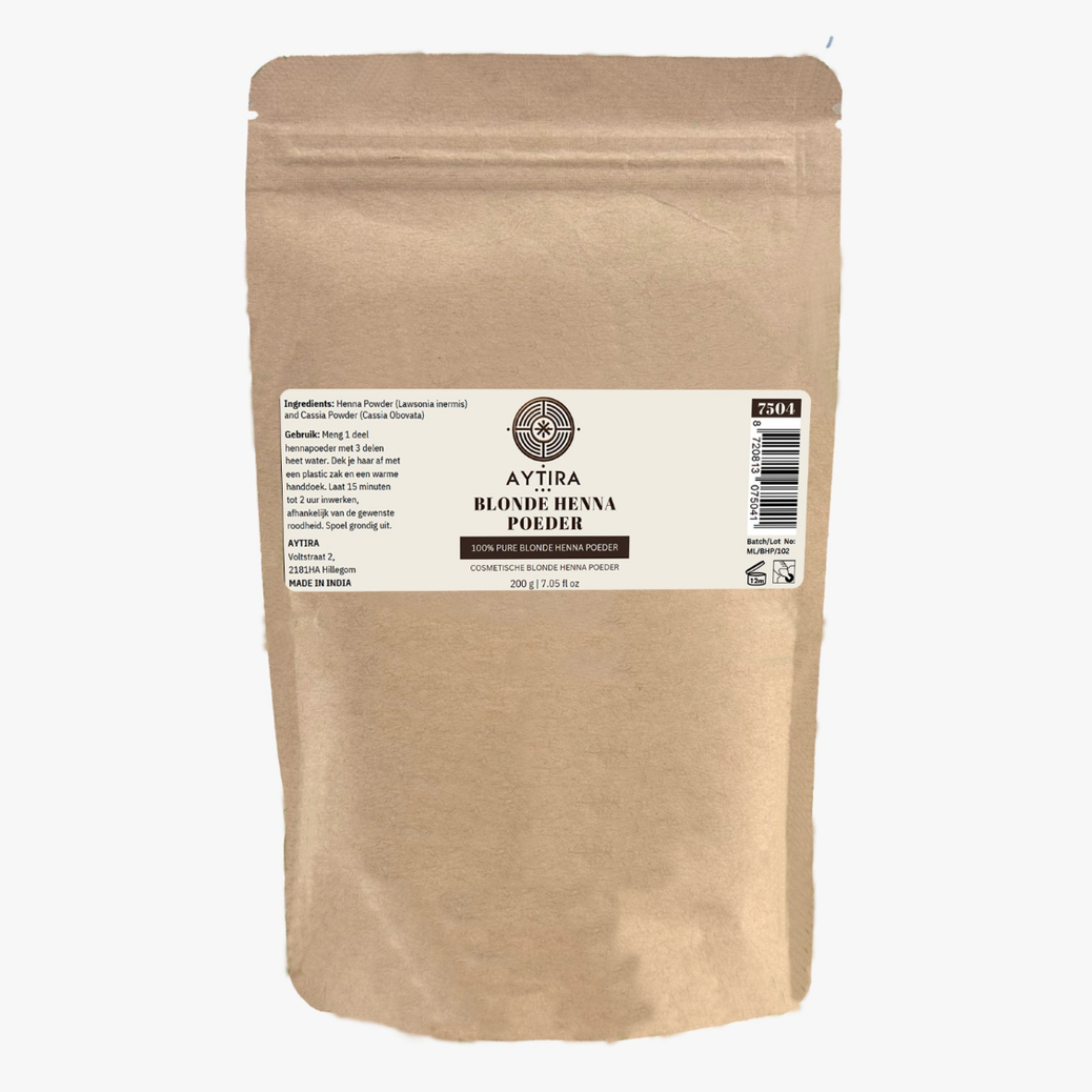 AYTIRA Blond Henna Poeder 200 g – 100% natuurlijk Cassia-haarverzorgingspoeder | Zonder chemie – Voor glans & verzorging van blond & grijs haar - MODESTNOVA
