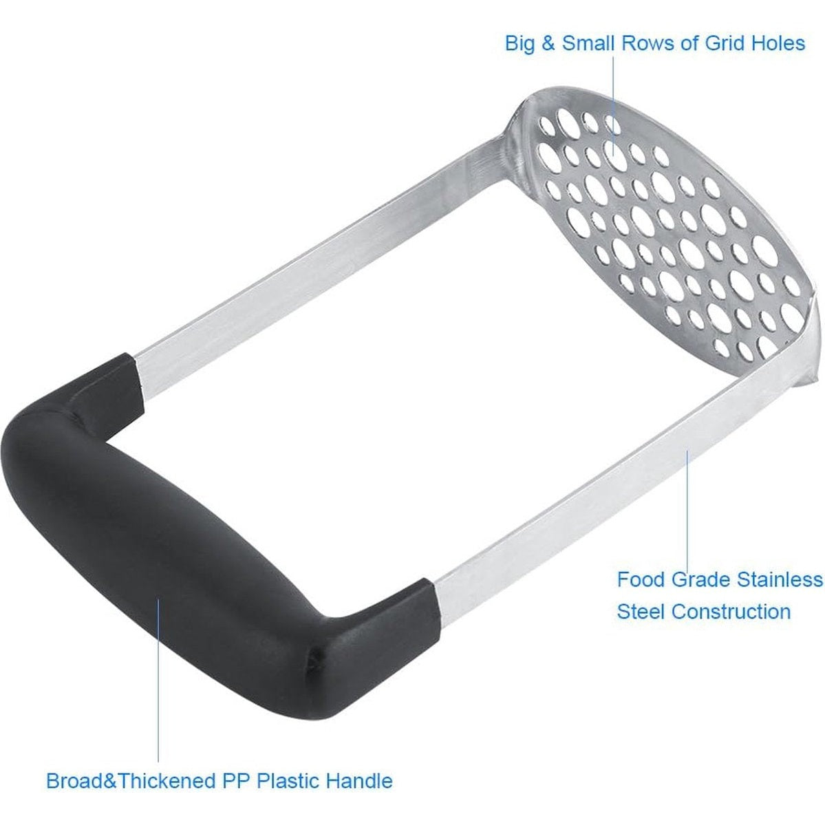 Aardappelstamper, aardappelbreker van roestvrij staal, aardappelpers, fruitpers, kindervoer, 6 mm en 9 mm rijen - MODESTNOVA