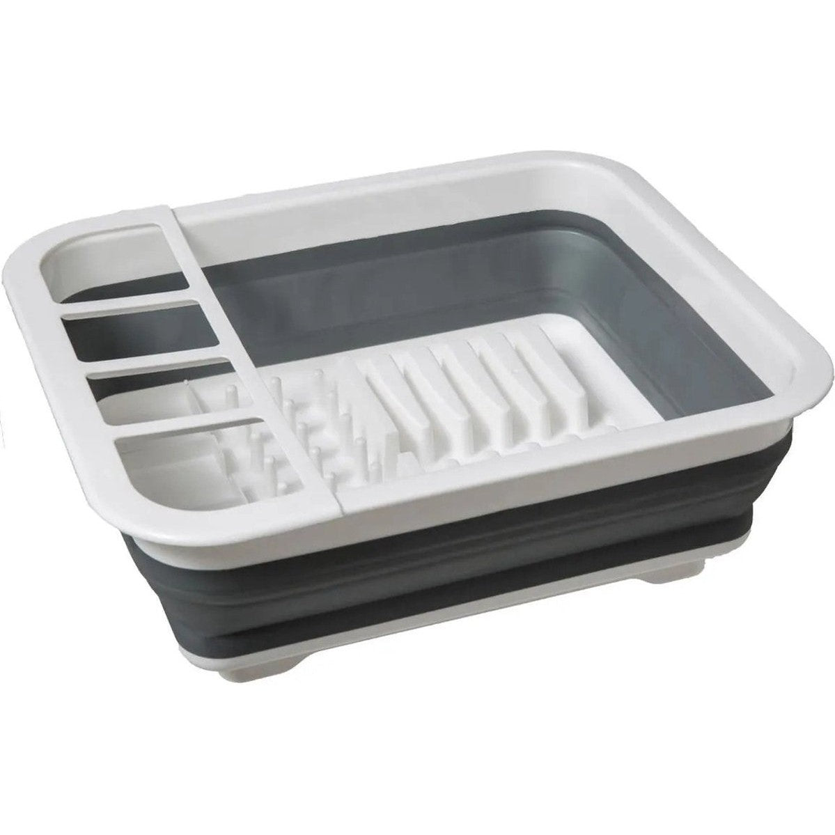 Afdruiprek/afwasrek opvouwbaar wit/grijs rechthoek 36,5 x 14 cm van kunststof - Afwassen