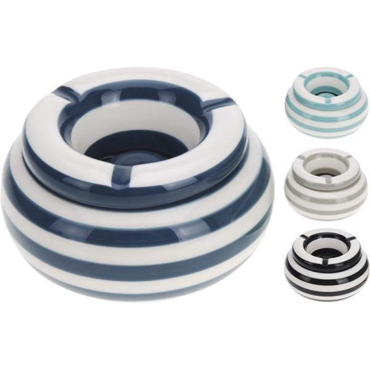 Asbak Aardewerk 11x6cm Streep