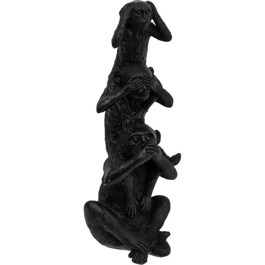 Atmosphera Aap Horen, zien en zwijgen Ø8xH25cm - Zwart