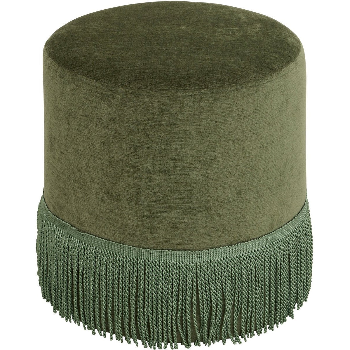 Atmosphera Alanya Velvet Poef - Ø38xH38cm - Groen