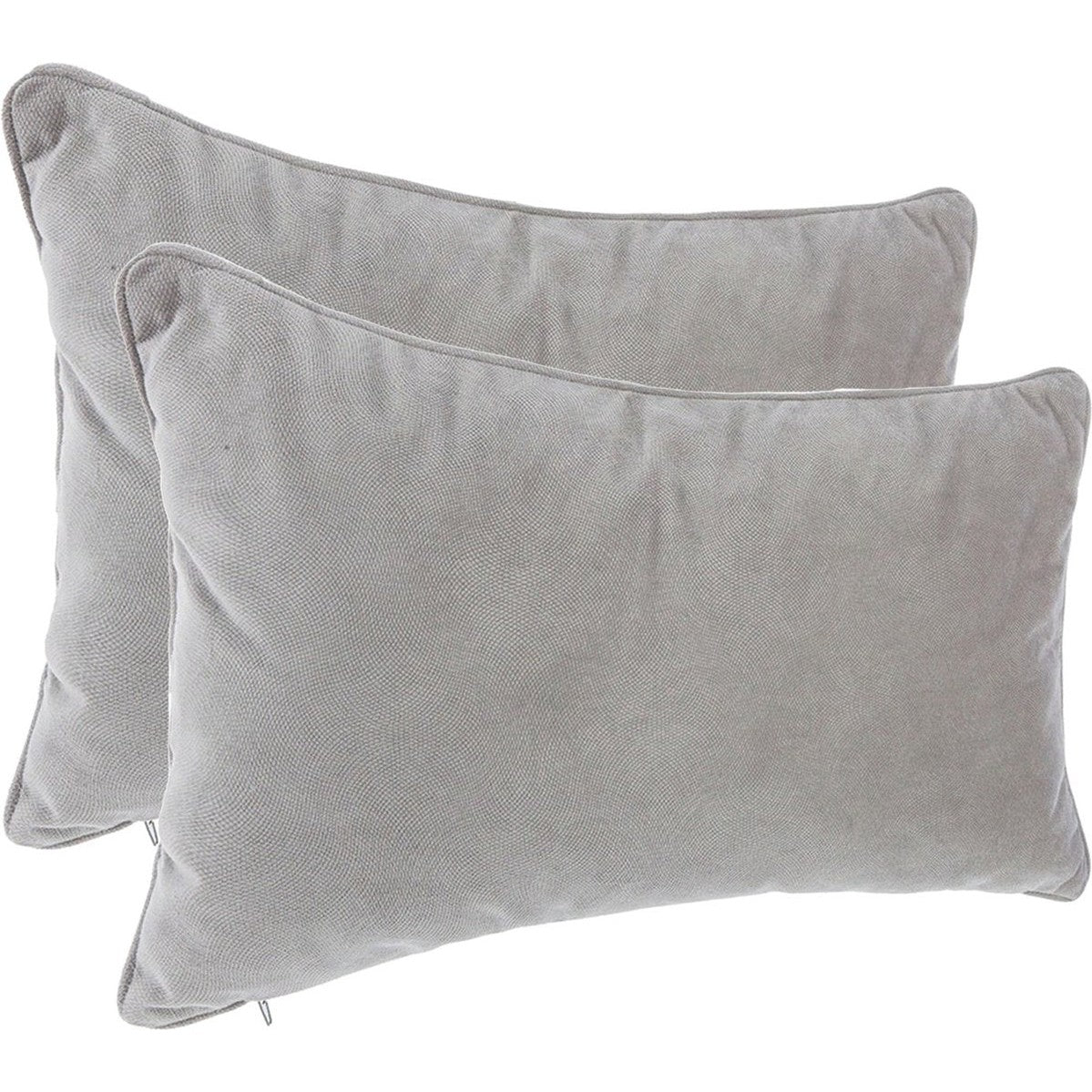 Atmosphera Bank/sierkussens huiskamer Sophia - 2x stuks - 30 x 50 cm - Zilvergrijs - polyester - met rits