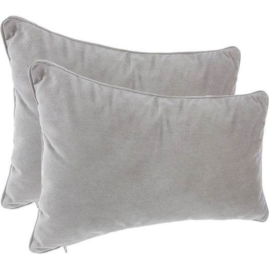 Atmosphera Bank/sierkussens huiskamer Sophia - 2x stuks - 30 x 50 cm - Zilvergrijs - polyester - met rits