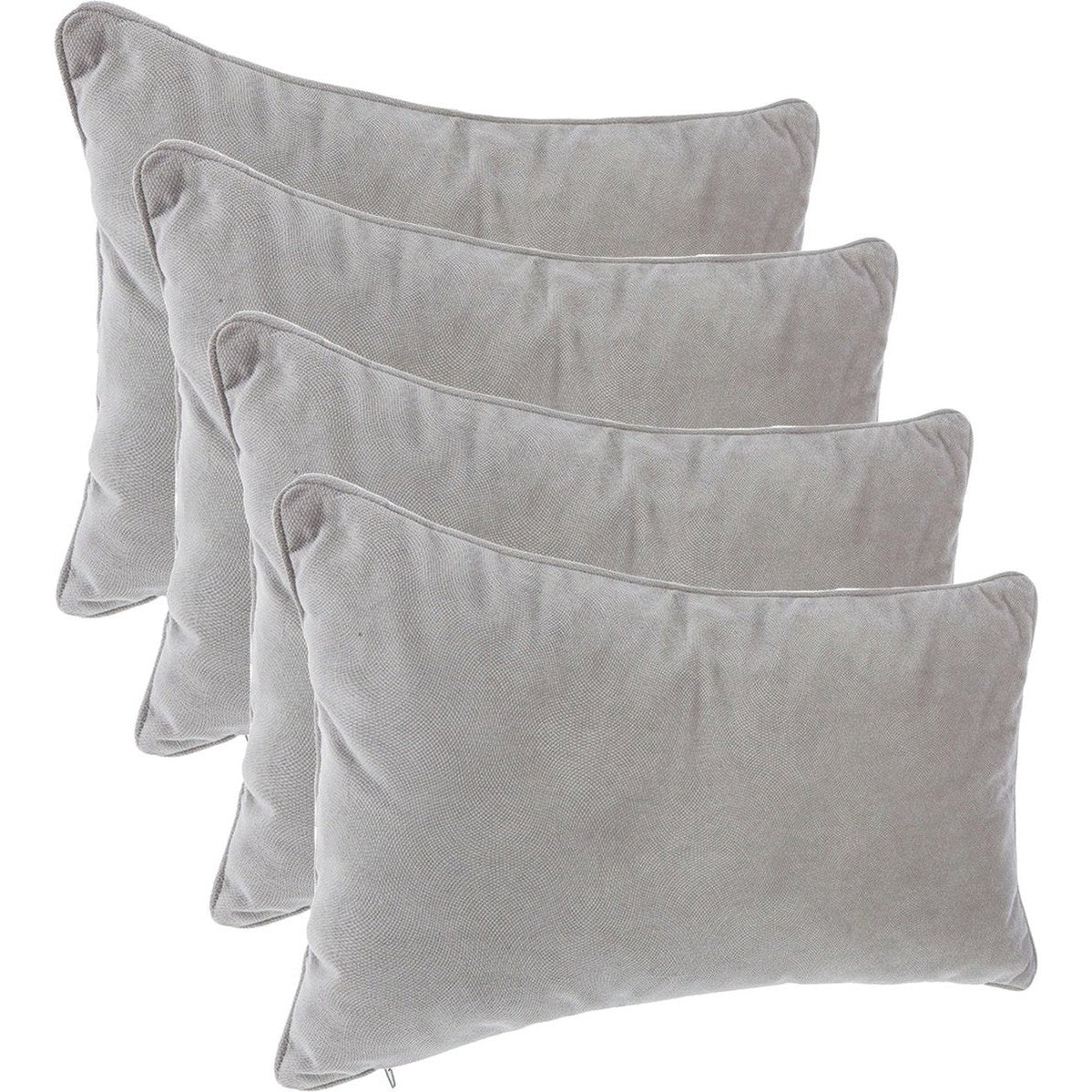 Atmosphera Bank/sierkussens huiskamer Sophia - 4x stuks - 30 x 50 cm - Zilvergrijs - polyester - met rits