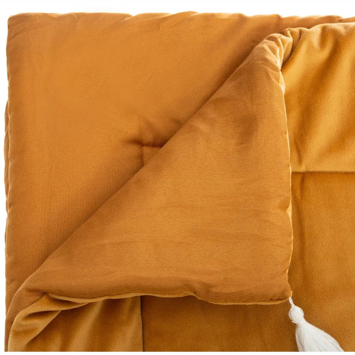 Atmosphera Bedsprei deken Sonia - fluweel okergeel - 80 x 180 cm - polyester - extra dik - plaid