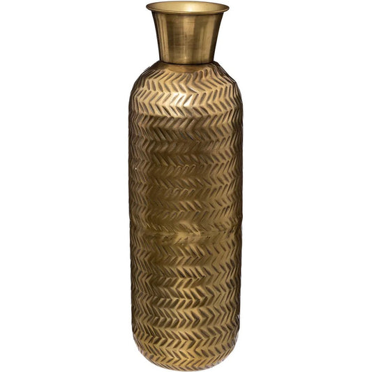 Atmosphera Bloemenvaas Antique Dorado - goud - bewerkt metaal - 15 x 45 cm - flessenhals model - Design vaas