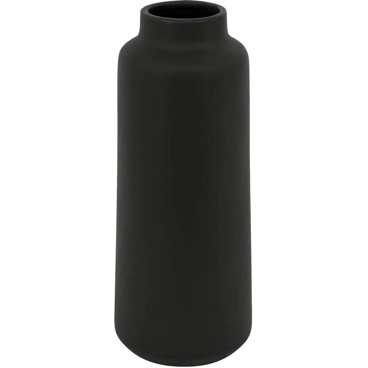 Atmosphera Bloemenvaas Emporor - mat zwart - keramiek - D12 x H30 cm - stelen en boeketten