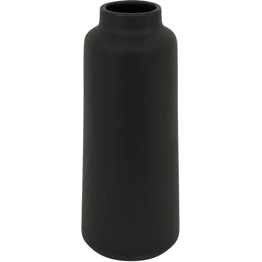 Atmosphera Bloemenvaas Emporor - mat zwart - keramiek - D12 x H30 cm - stelen en boeketten