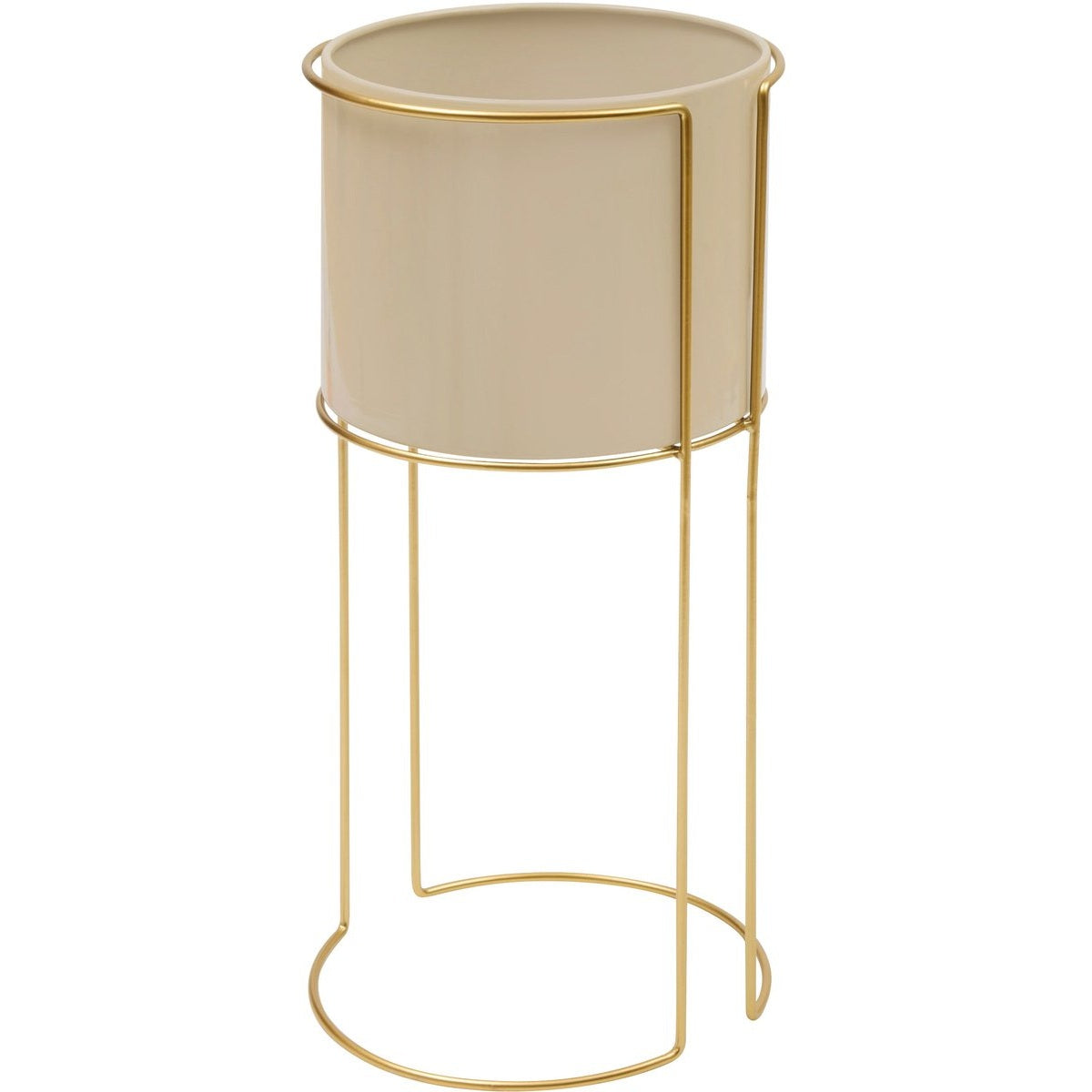 Atmosphera Bloempot/Staanders - Set van 2 stuks - Ø28xH55cm - Beige/Goud