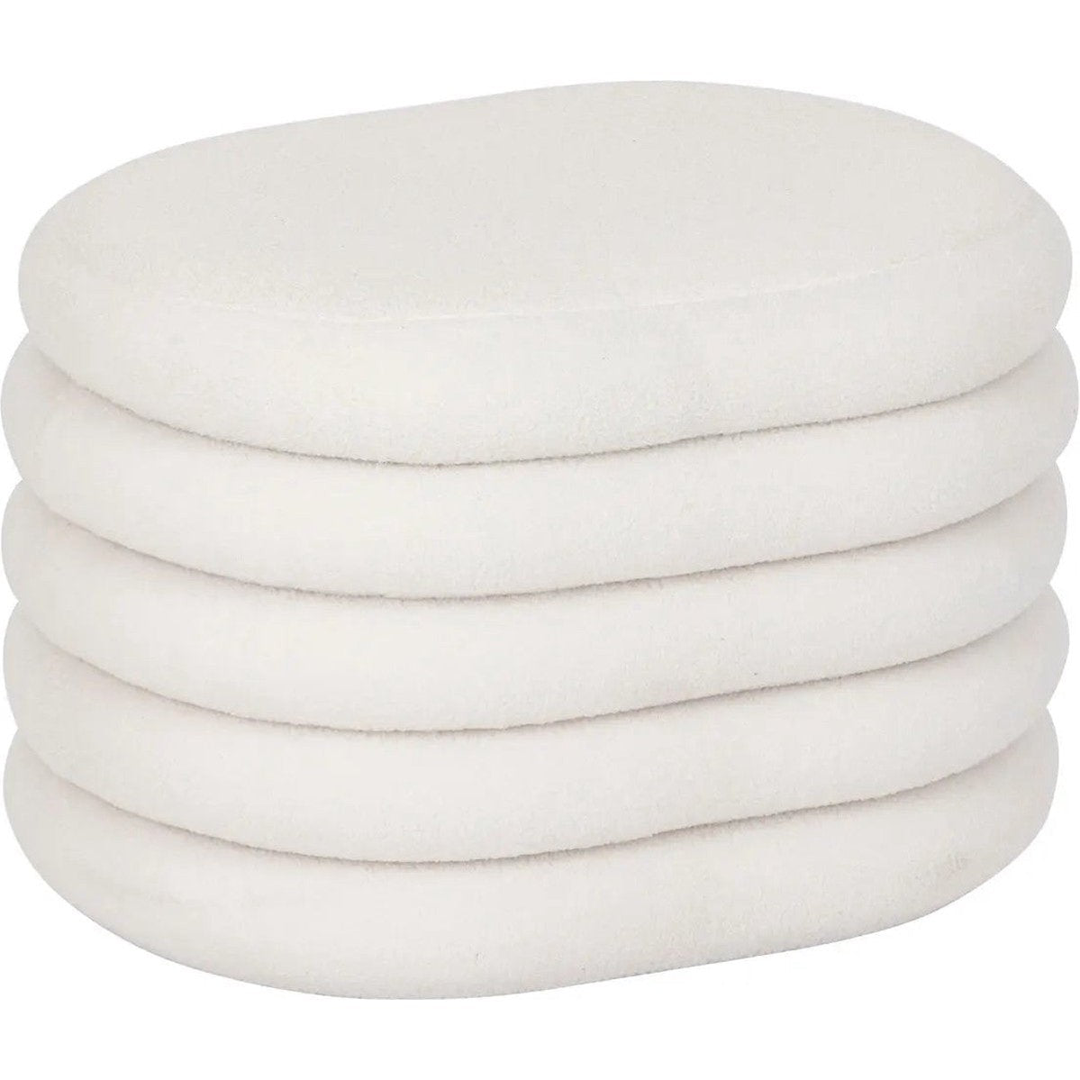 Atmosphera Bouclé opbergpoef - 59x45x40cm - Wit