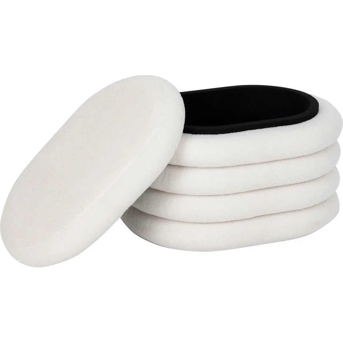 Atmosphera Bouclé opbergpoef - 59x45x40cm - Wit