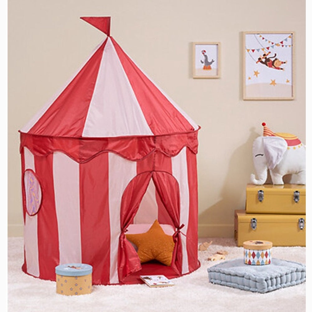 Atmosphera Circus speeltent voor kinderen - D100 x H135 cm - rood/wit - speelhuisjes - MODESTNOVA