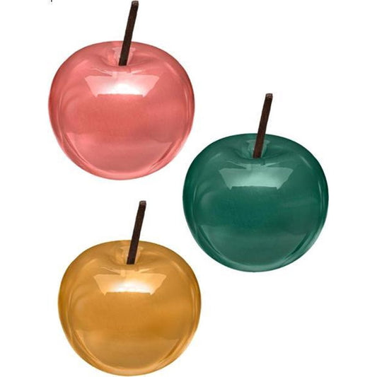 Atmosphera Créateur d'intérieur® | keramiek appel | set van 3 | rood geel groen | 9 x 7 cm | zomer decoratie