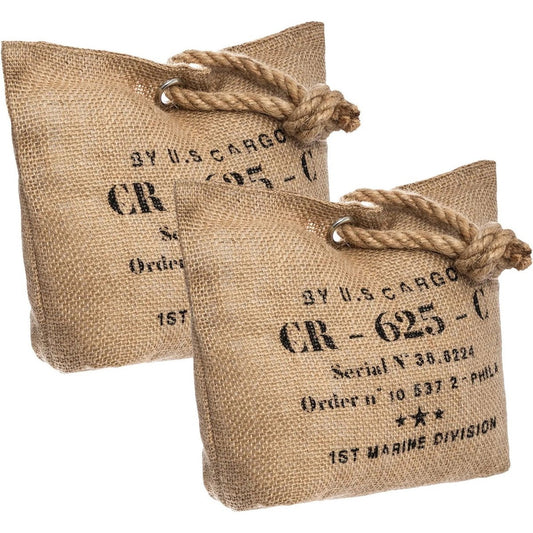 Atmosphera Deurstopper gewicht Lofty - 2x - 1 kilo - jute beige - polyester en zand - 26 x 19 cm - buiten/binnen deuren