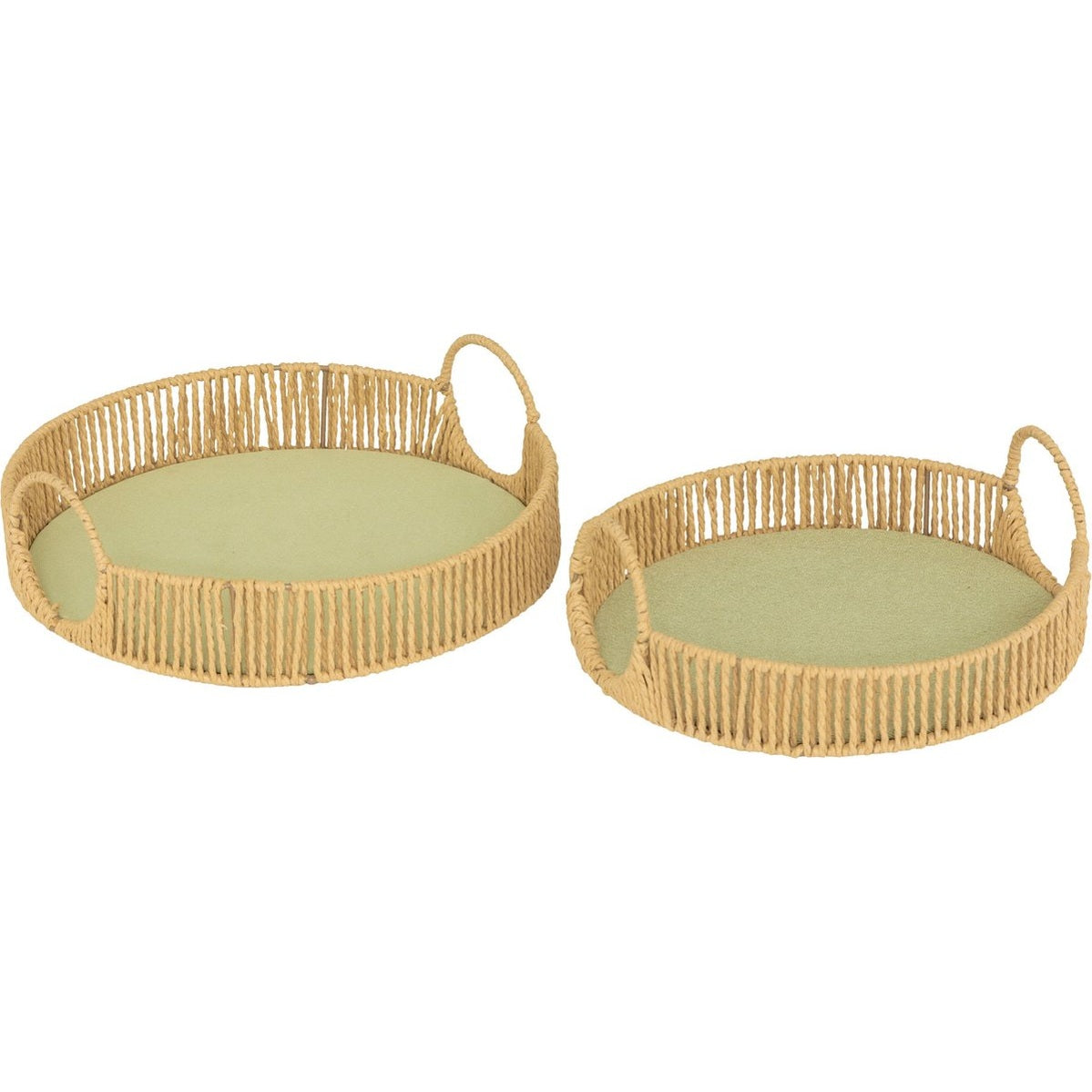 Atmosphera Dienbladen/Plateau's - Set van 2 stuks - Ø35xH11cm - Groen