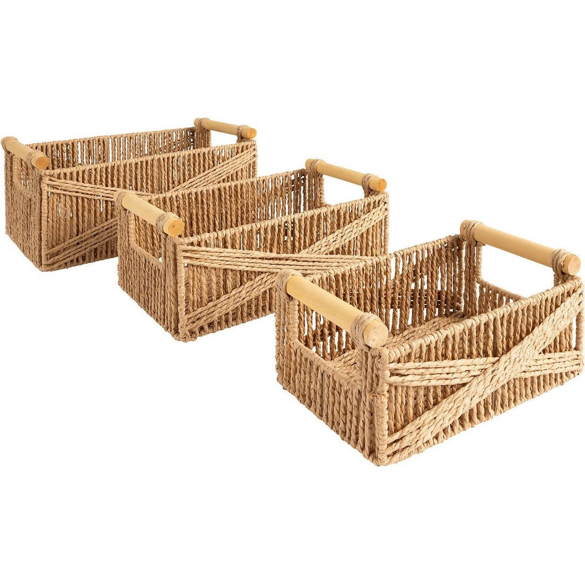 Atmosphera Eugène opbergmanden - Set van 3 stuks - 26/31/36cm - Beige