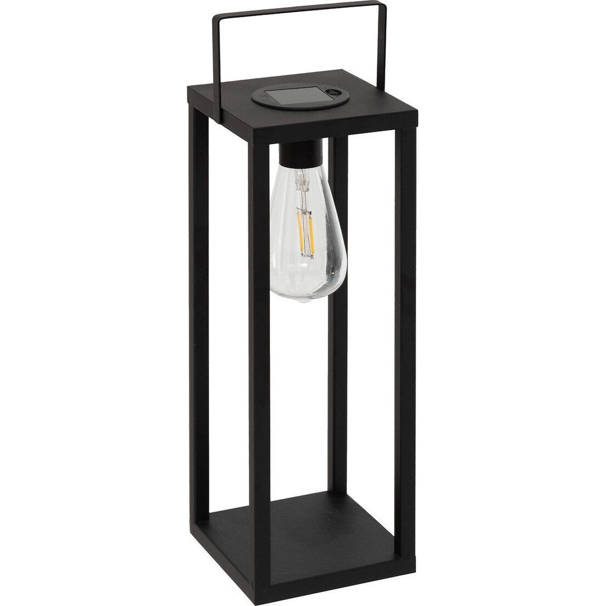 Atmosphera Faby Lantaarn op zonne-energie 13xH36cm - Batterijen/Lamp inbegrepen - Zwart