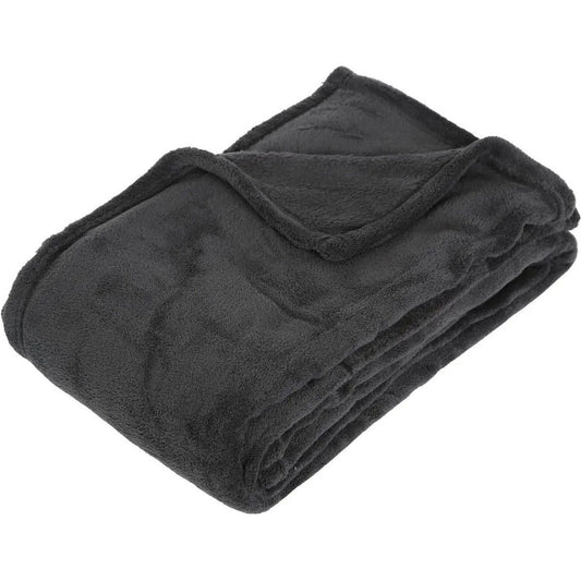 Atmosphera Fleece deken of plaid harig - antraciet - 130 x 180 cm - polyester - Bankdeken - Fleece plaid