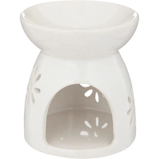 Atmosphera Geurbrander voor amberblokjes/geurolie - keramiek - wit - 9 x 9 x 10 cm