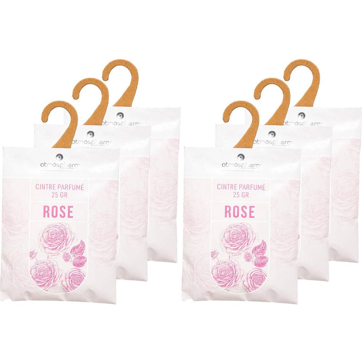 Atmosphera Geurzakjes Rozen - 6x - met ophanghaak - geurkaartjes/luchtverfrisser
