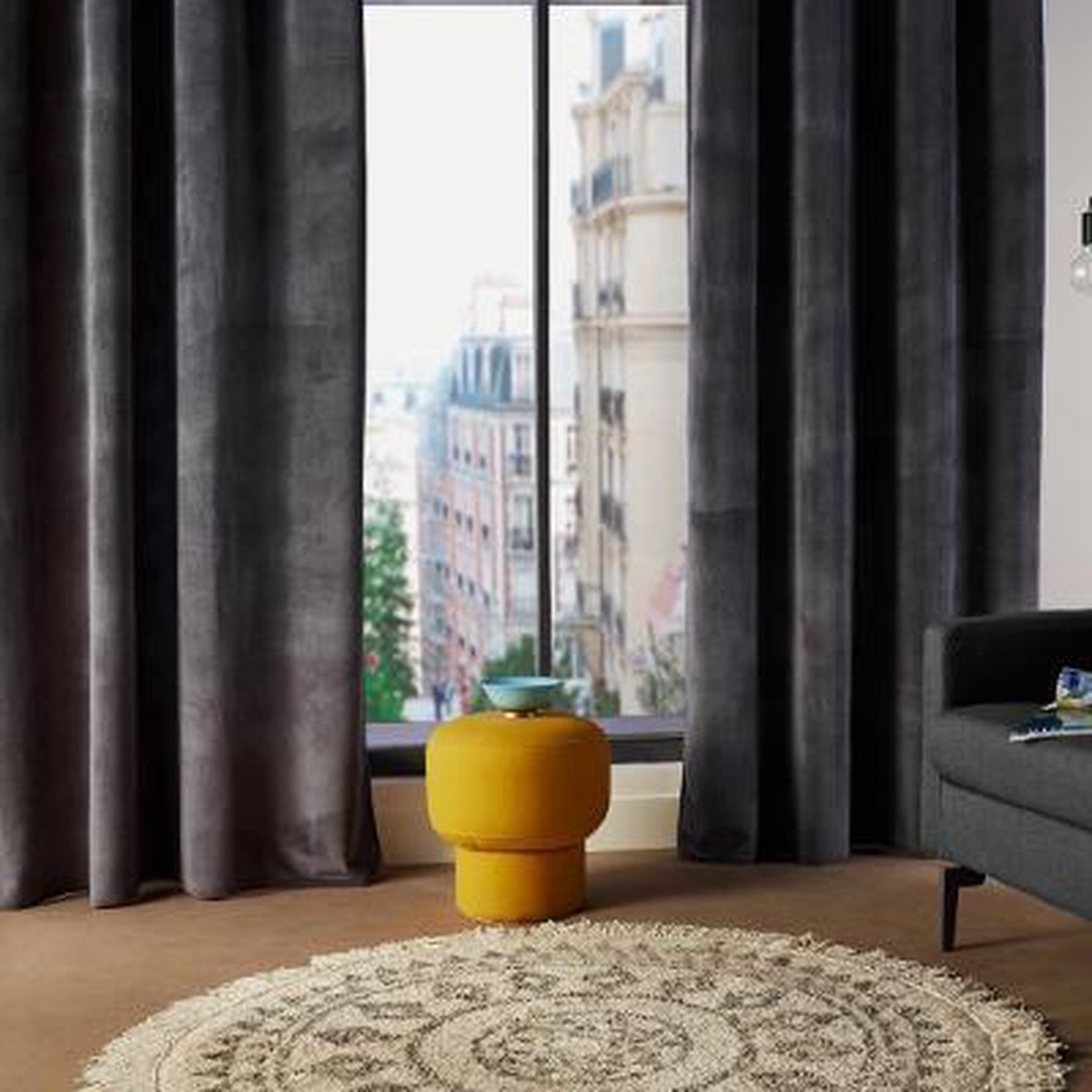 Atmosphera Gordijn 260x140cm - Kant en klaar met ringen - Donkergrijs