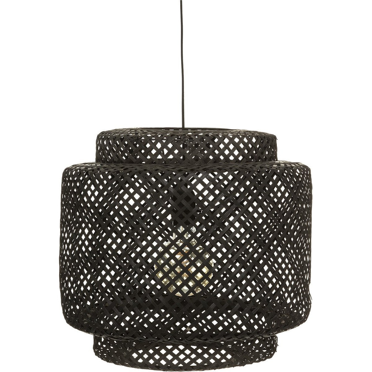 Atmosphera Hanglamp gevlochten Bamboe - 40 x 38 cm - Zwart