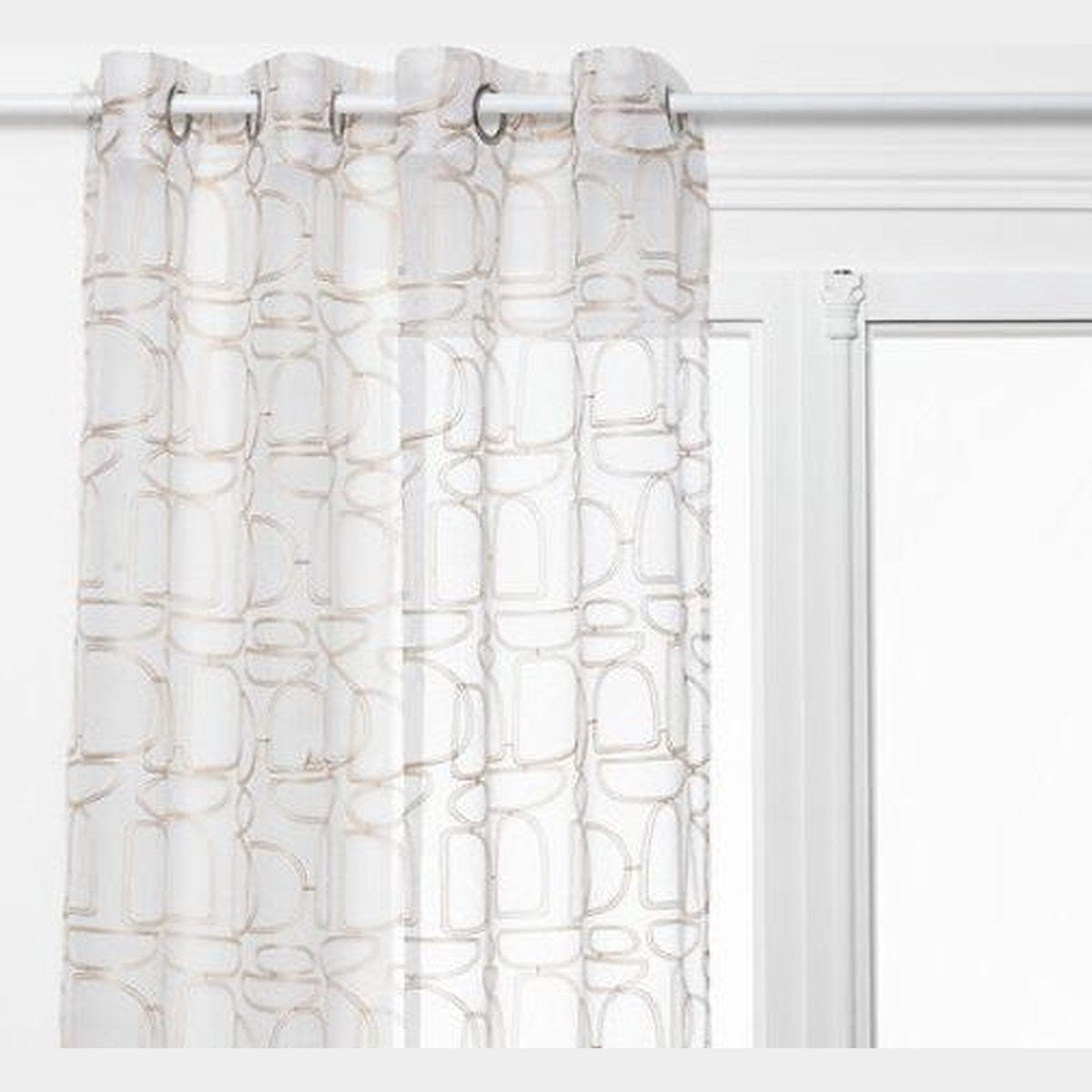 Atmosphera Hania Gordijn bedrukt 140x240cm - Kant en klaar met ringen - Beige