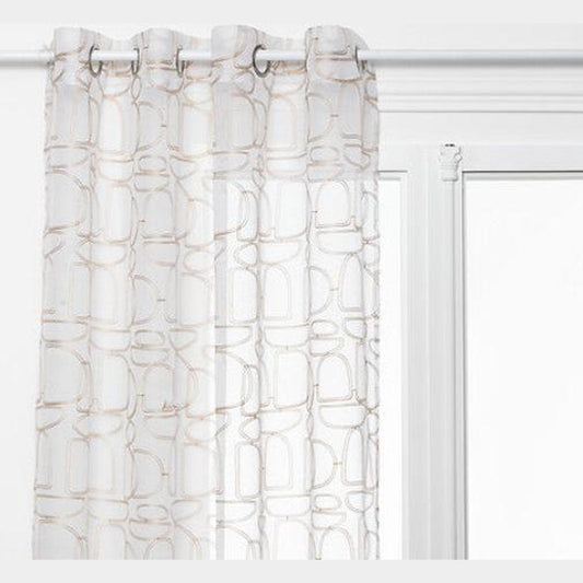 Atmosphera Hania Gordijn bedrukt 140x240cm - Kant en klaar met ringen - Beige